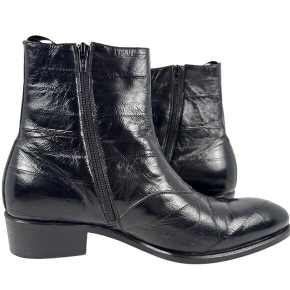Mezlan Rochelle Boots 69631 Mens Size 8 M Black Leather Eel Side Zip Exotic - Picture 4 of 10